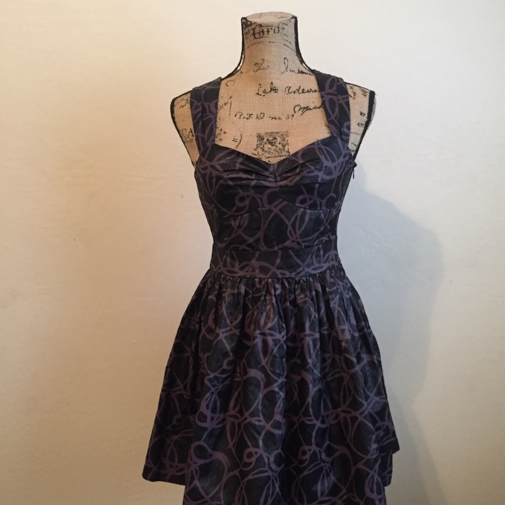 Ark & Co Black and purple metallic dress size S